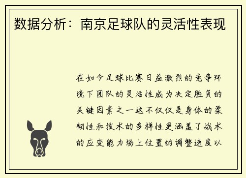 数据分析：南京足球队的灵活性表现